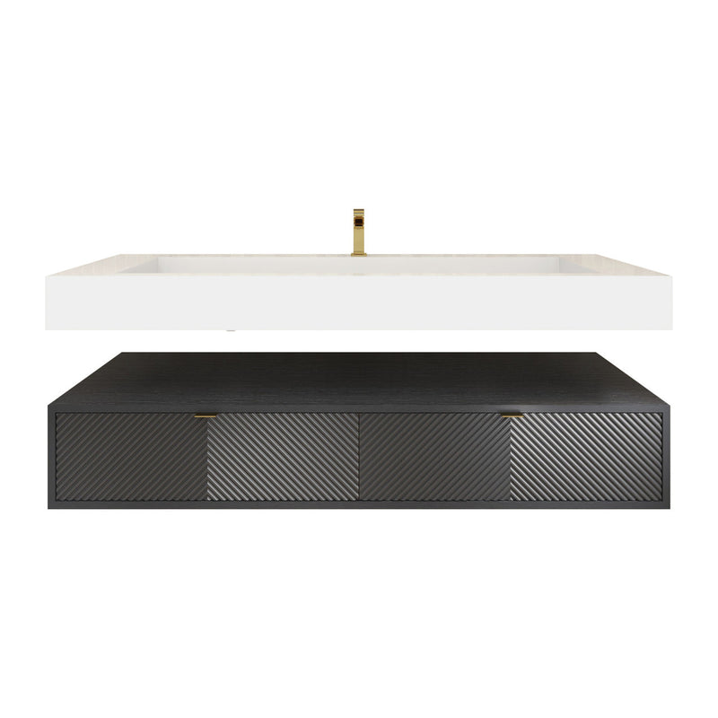 Moreno Bath MT1760S Mason 60" Fluted Floating Wall-Mounted Bathroom Vanity with Reinforced Acrylic Single Sink