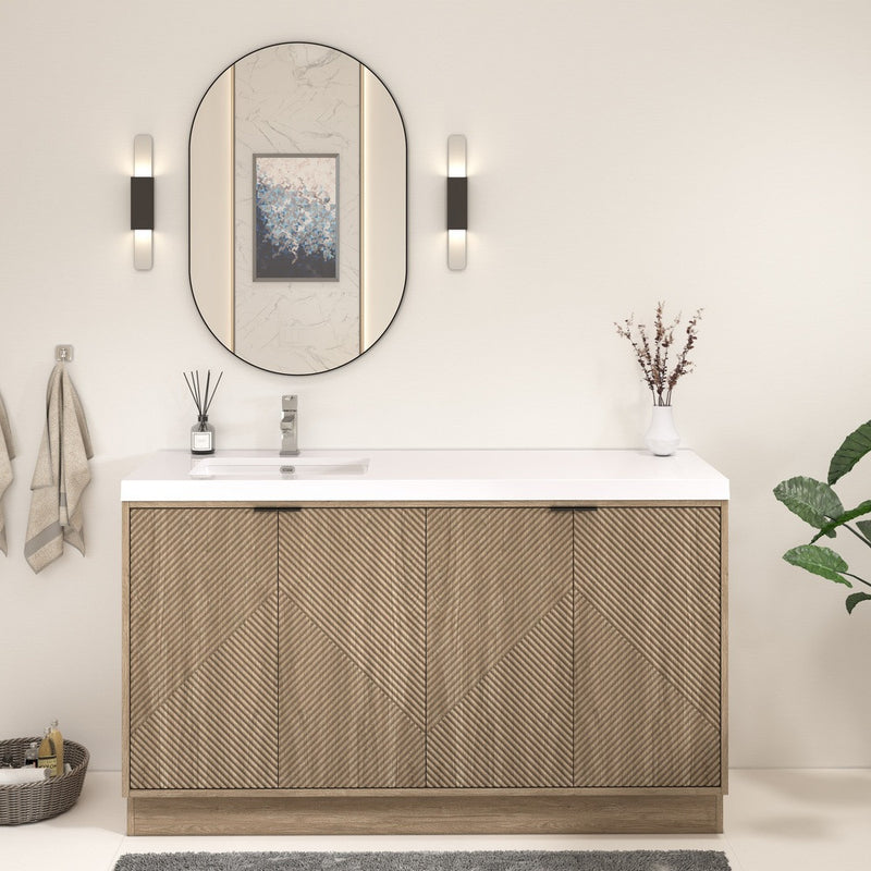 Moreno Bath MT60SLFS Mason 60" Fluted Freestanding Bathroom Vanity with Left Side Sink Top