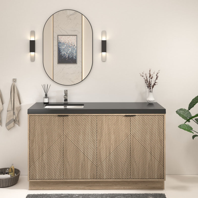 Moreno Bath MT60SLFS Mason 60" Fluted Freestanding Bathroom Vanity with Left Side Sink Top
