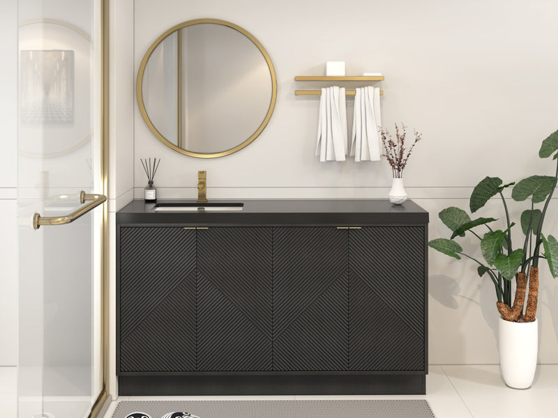 Moreno Bath MT60SLFS Mason 60" Fluted Freestanding Bathroom Vanity with Left Side Sink Top