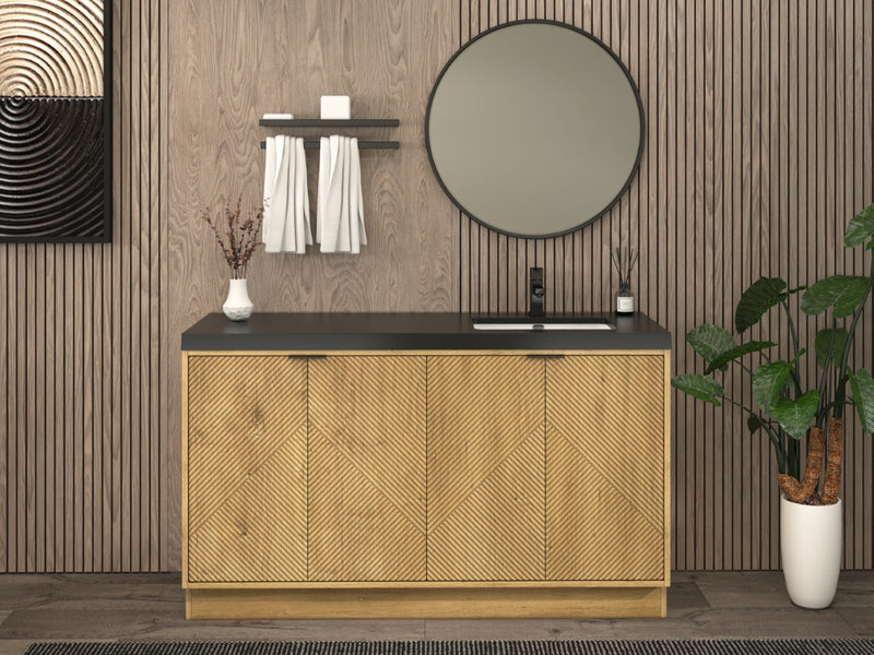 Moreno Bath MT60SRFS Mason 60" Fluted Freestanding Bathroom Vanity with Right Side Sink Top