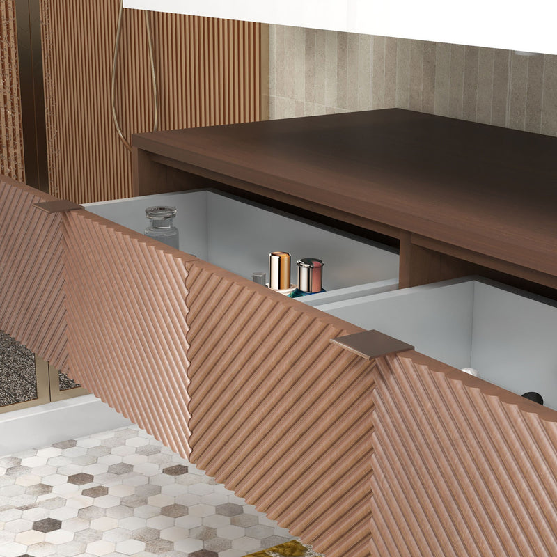 Moreno Bath MT1772D Mason 72" Fluted Floating Wall-Mounted Bathroom Vanity with Reinforced Acrylic Double Sink