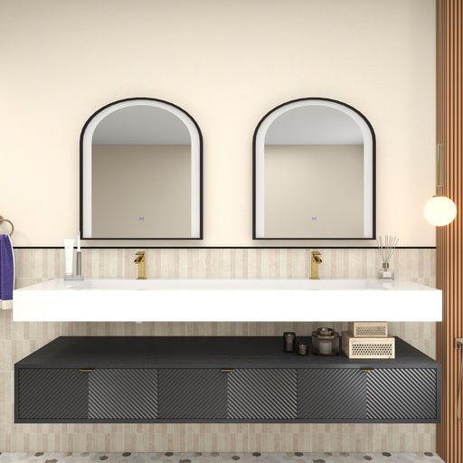 Moreno Bath MT1772D Mason 72" Fluted Floating Wall-Mounted Bathroom Vanity with Reinforced Acrylic Double Sink - view 2