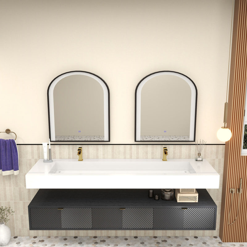 Moreno Bath MT1772D Mason 72" Fluted Floating Wall-Mounted Bathroom Vanity with Reinforced Acrylic Double Sink