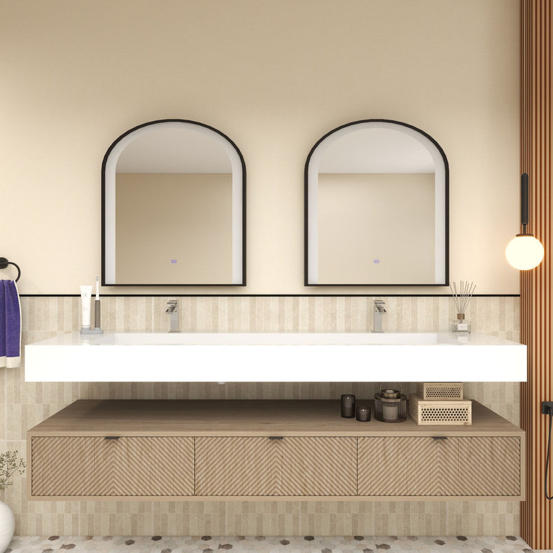 Moreno Bath MT1772D Mason 72" Fluted Floating Wall-Mounted Bathroom Vanity with Reinforced Acrylic Double Sink - view 4