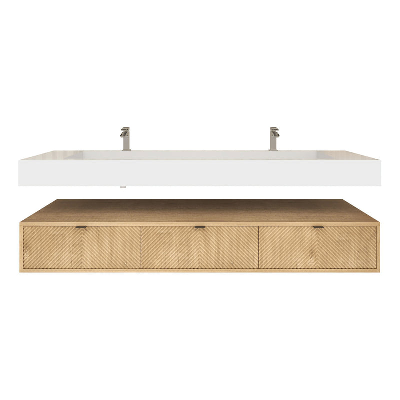 Moreno Bath MT1772D Mason 72" Fluted Floating Wall-Mounted Bathroom Vanity with Reinforced Acrylic Double Sink