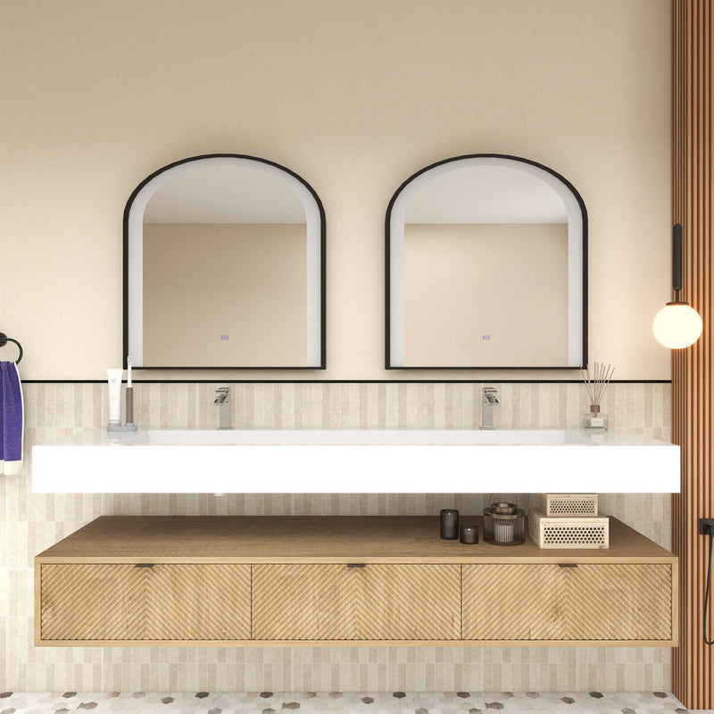Moreno Bath MT1772D Mason 72" Fluted Floating Wall-Mounted Bathroom Vanity with Reinforced Acrylic Double Sink - view 3