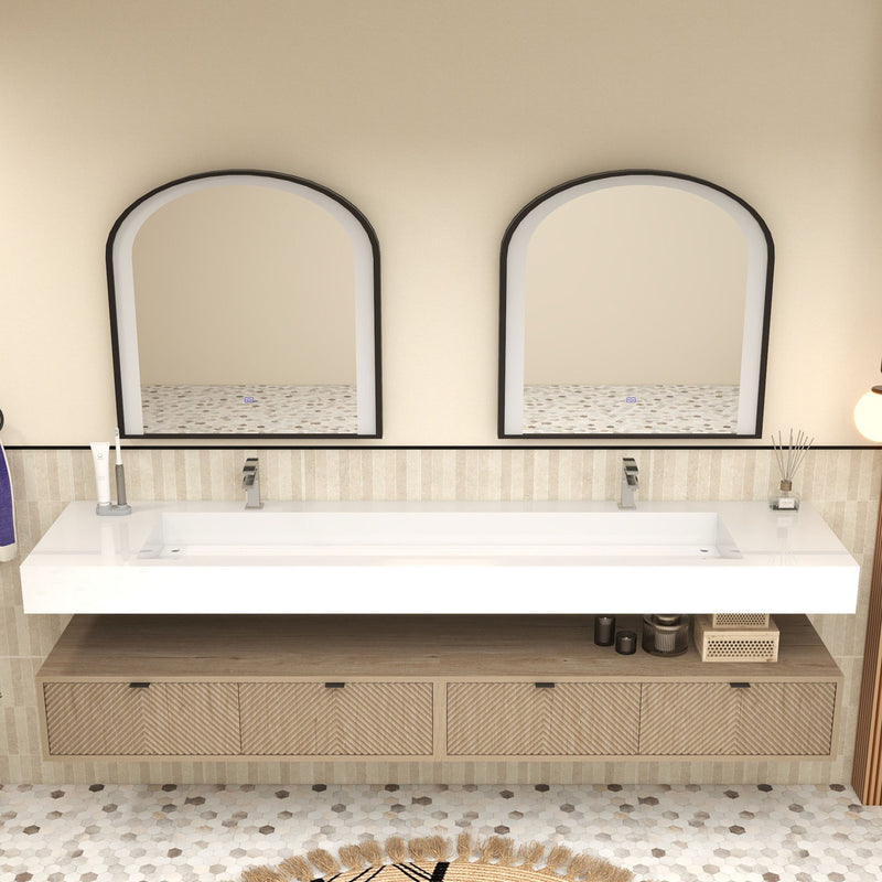 Moreno Bath MT1784D Mason 84" Fluted Floating Wall-Mounted Bathroom Vanity with Reinforced Acrylic Double Sink