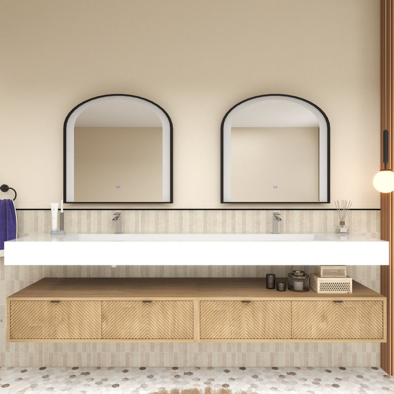 Moreno Bath MT1784D Mason 84" Fluted Floating Wall-Mounted Bathroom Vanity with Reinforced Acrylic Double Sink