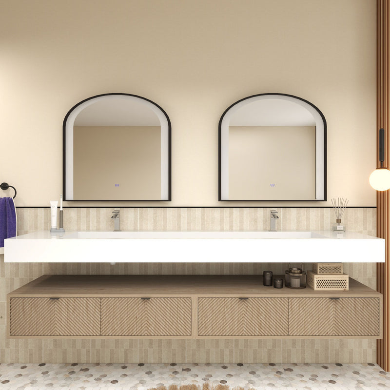 Moreno Bath MT1784D Mason 84" Fluted Floating Wall-Mounted Bathroom Vanity with Reinforced Acrylic Double Sink