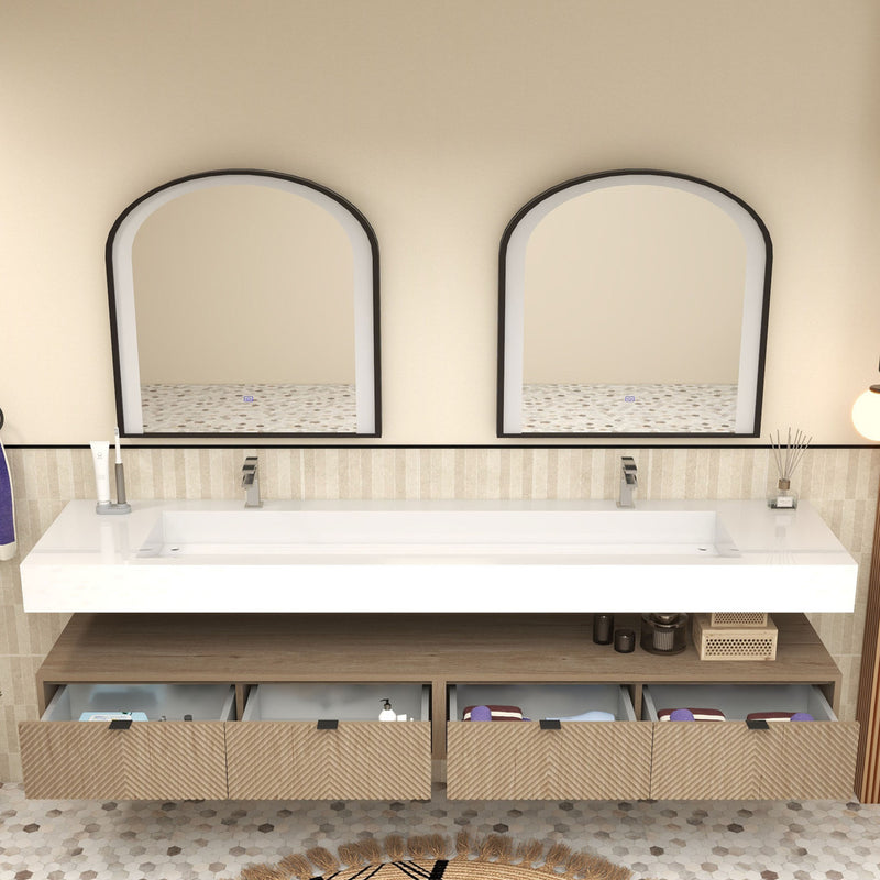 Moreno Bath MT1784D Mason 84" Fluted Floating Wall-Mounted Bathroom Vanity with Reinforced Acrylic Double Sink