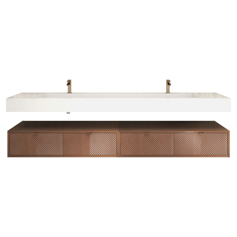 Moreno Bath MT1784D Mason 84" Fluted Floating Wall-Mounted Bathroom Vanity with Reinforced Acrylic Double Sink