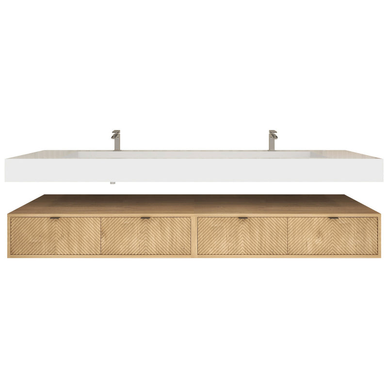 Moreno Bath MT1784D Mason 84" Fluted Floating Wall-Mounted Bathroom Vanity with Reinforced Acrylic Double Sink