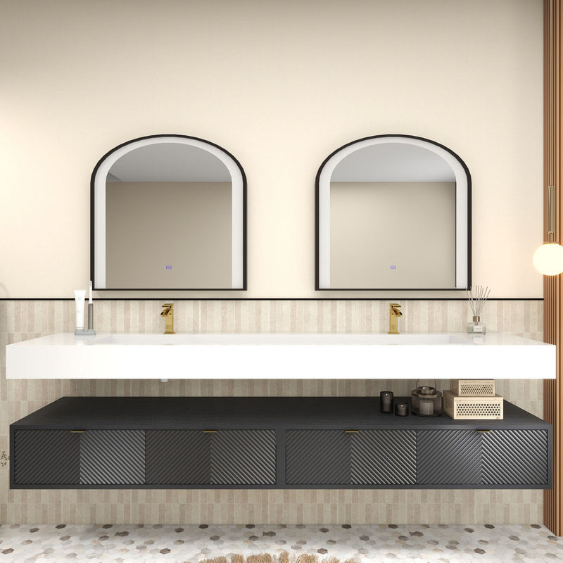 Moreno Bath MT1784D Mason 84" Fluted Floating Wall-Mounted Bathroom Vanity with Reinforced Acrylic Double Sink