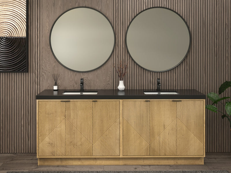 Moreno Bath MT84DFS Mason 84" Fluted Freestanding Bathroom Vanity with Double Sink Top