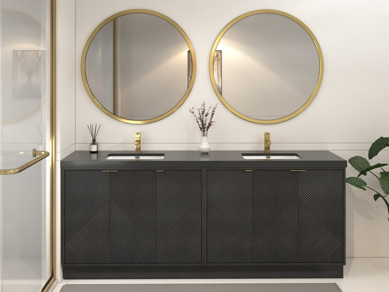 Moreno Bath MT84DFS Mason 84" Fluted Freestanding Bathroom Vanity with Double Sink Top