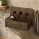 Matteo Concrete Wall-Mount Bathroom Sink with Sliding Natural Wood Tray - Vintage Brown