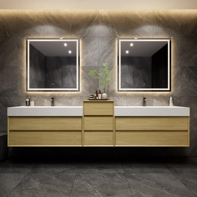 Moreno Bath MAX104D MAX 104" Double Floating Bathroom Vanity with FLX16 Acrylic Sink & Small Side Cabinet - view 5
