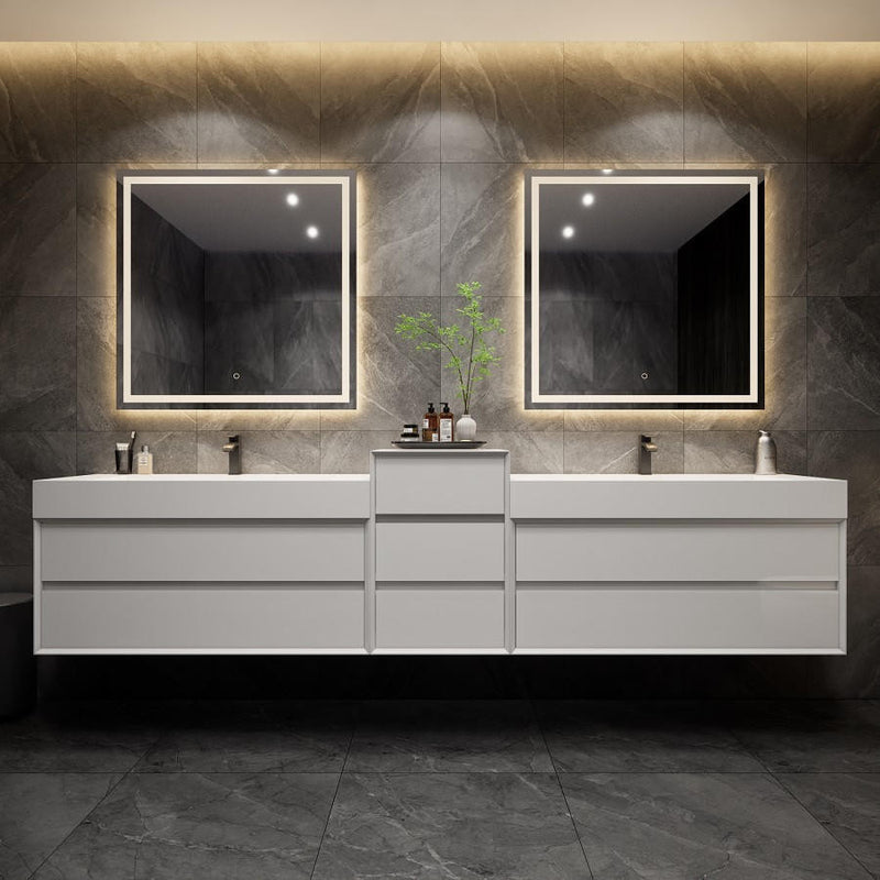 Moreno Bath MAX104D MAX 104" Double Floating Bathroom Vanity with FLX16 Acrylic Sink & Small Side Cabinet - view 4