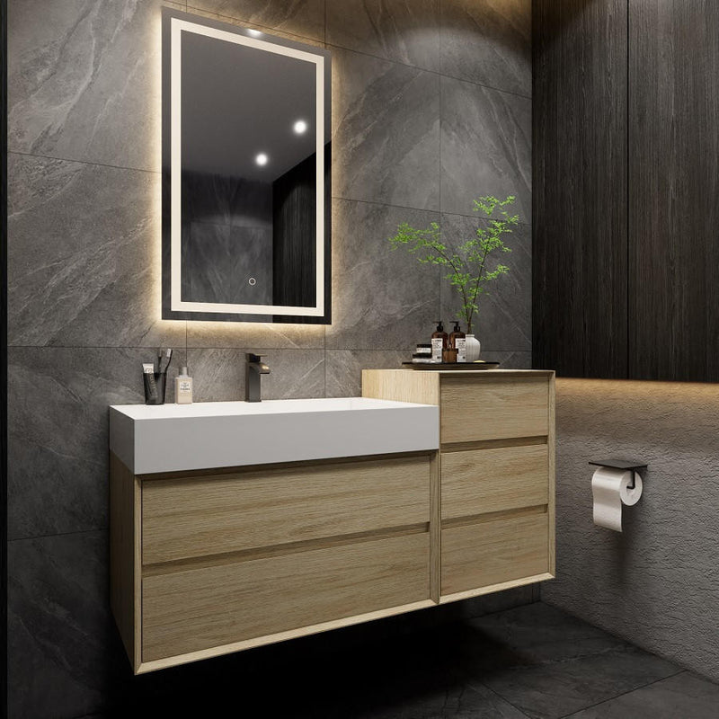 Moreno Bath MAX56 MAX 56" Floating Bathroom Vanity with FLX16 Acrylic Sink & Small Side Cabinet - view 7