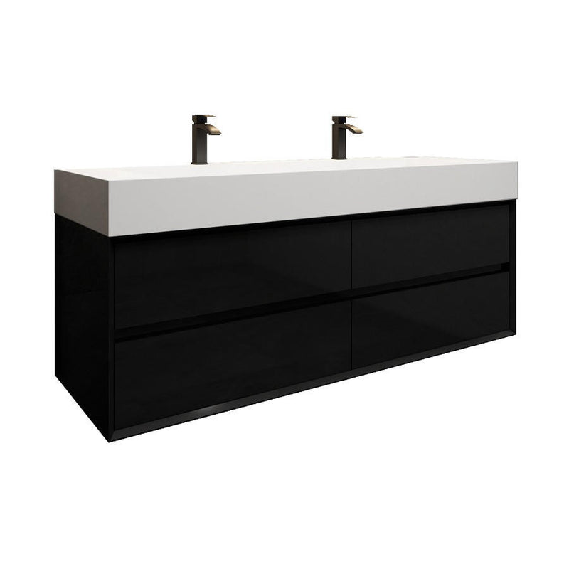 Moreno Bath MAX60B MAX 60" Floating Bathroom Vanity with FLX16 Acrylic Sink/Double Faucet Holes - view 8