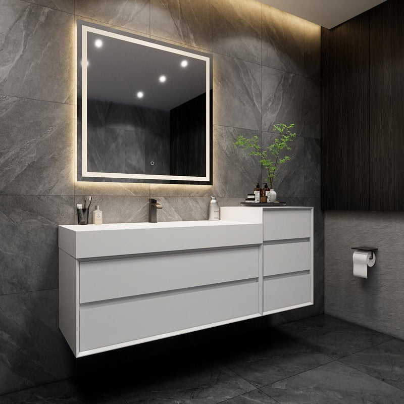 Moreno Bath MAX68 MAX 68" Floating Bathroom Vanity with FLX16 Acrylic Single Sink Top & Small Side Cabinet - view 8