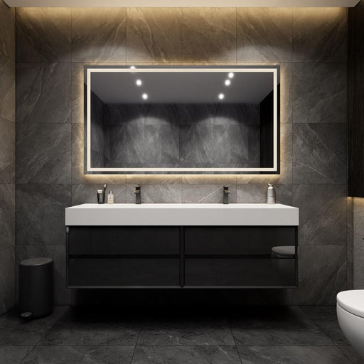 Moreno Bath MAX72 MAX 72" Floating Bathroom Vanity with FLX16 Acrylic Sink/Double Faucet Holes