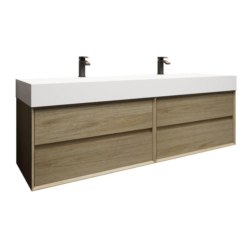 Moreno Bath MAX72 MAX 72" Floating Bathroom Vanity with FLX16 Acrylic Sink/Double Faucet Holes - view 6