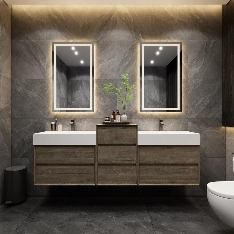 Moreno Bath MAX80 MAX 80" Floating Bathroom Vanity with FLX16 Acrylic Single Sink Top Set & Small Side Cabinet - view 4