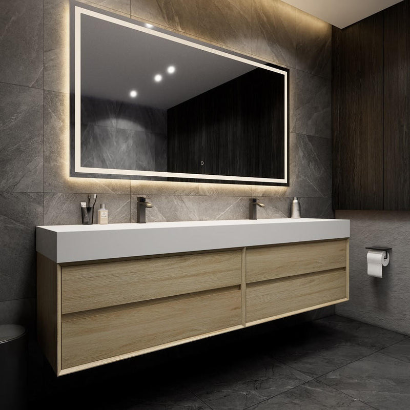 Moreno Bath MAX84 MAX 84" Floating Bathroom Vanity with FLX16 Acrylic Sink/Double Faucet Holes - view 9