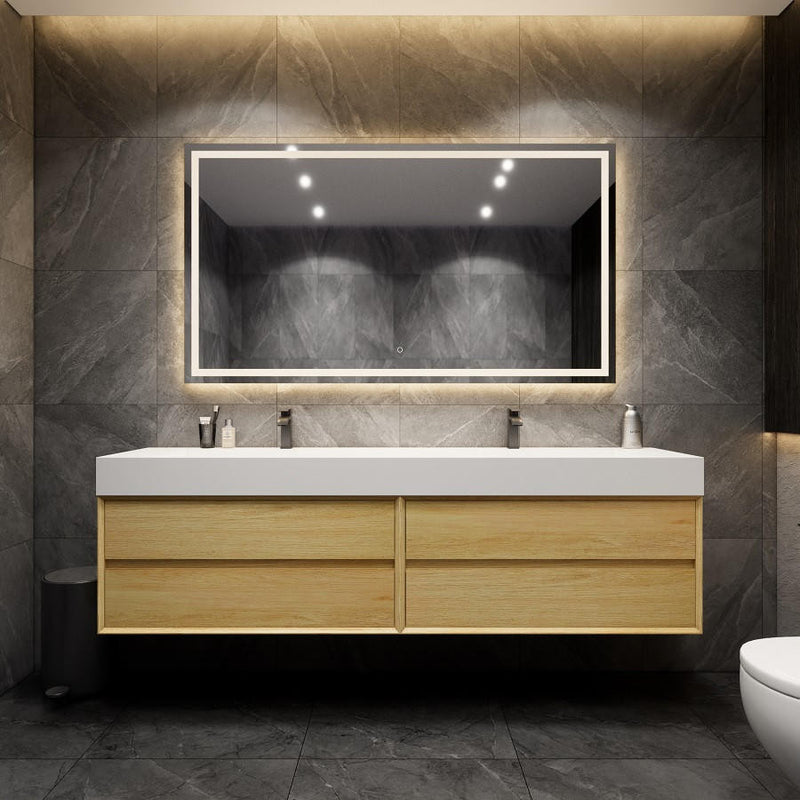 Moreno Bath MAX84 MAX 84" Floating Bathroom Vanity with FLX16 Acrylic Sink/Double Faucet Holes - view 5