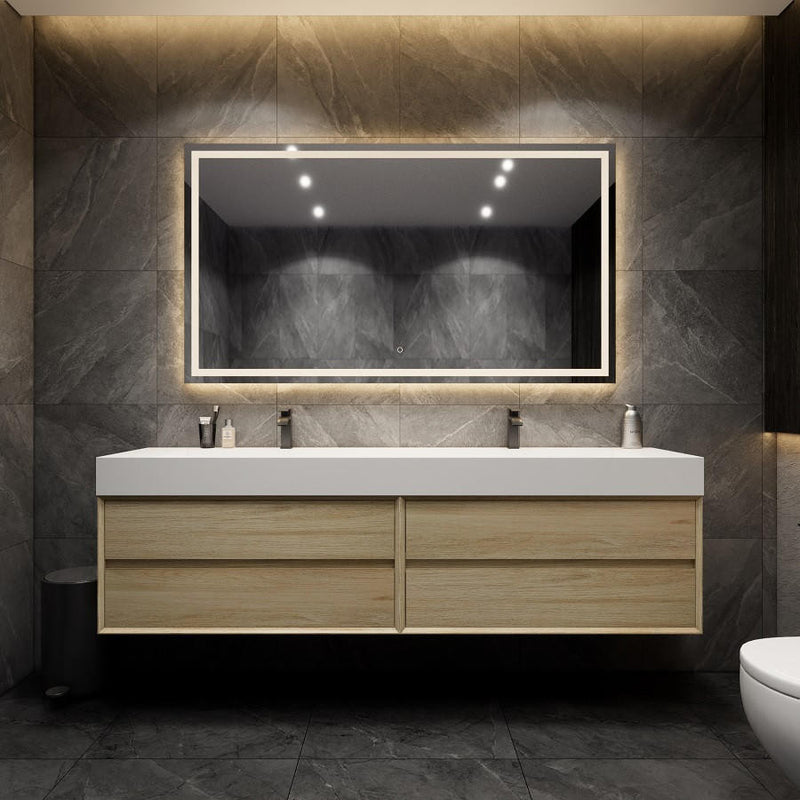 Moreno Bath MAX84 MAX 84" Floating Bathroom Vanity with FLX16 Acrylic Sink/Double Faucet Holes - view 3