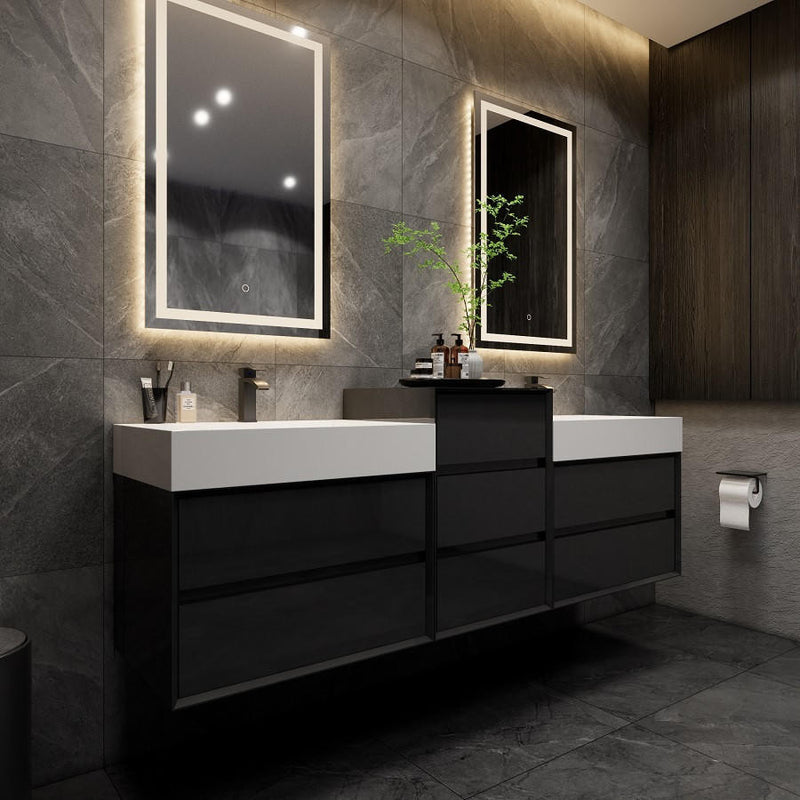 Moreno Bath MAX92D MAX 92" Double Floating Bathroom Vanity with FLX16 Acrylic Sink W/Small Side Cabinet - view 6