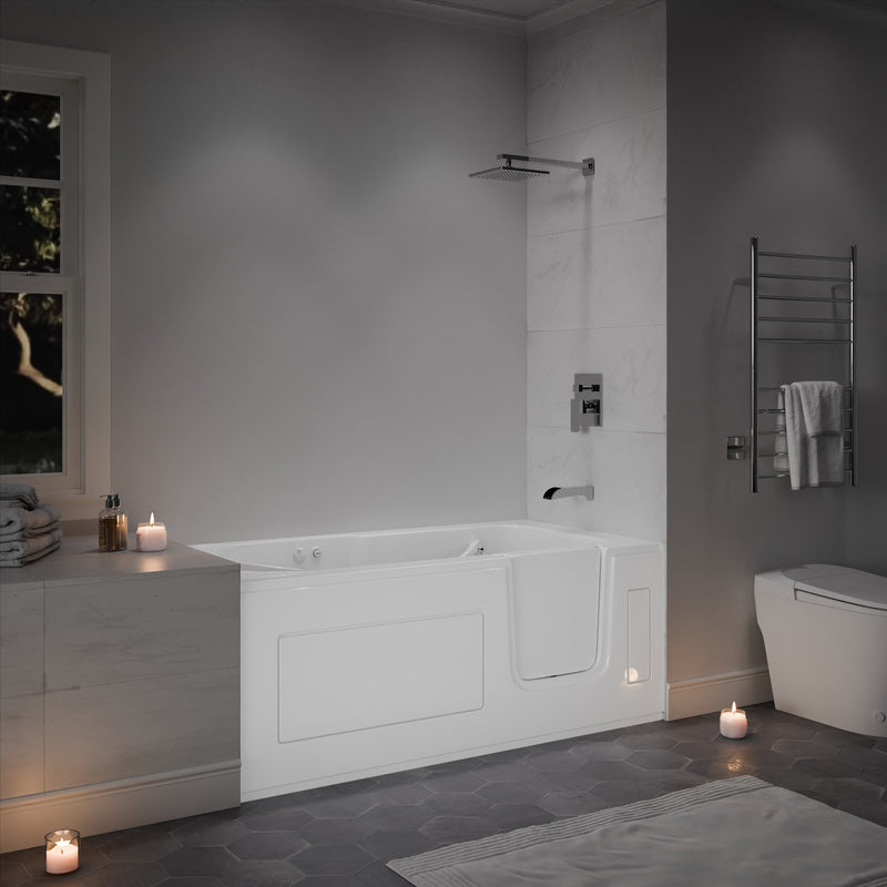 Meditub ABL3060RWH Collection 30 x 59 Whirlpool Jetted Bathtub with Right Drain in White with Easy Step Door lifestyle
