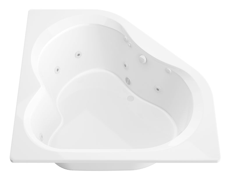 Atlantis Whirlpool 6060CWL Beryl Series 84 in. x 62 in. Corner Whirlpool Bathtub with Center drain and V-Style Back Jets in Glossy Smooth White