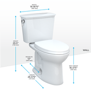 TOTO MS786124CEG#01 Drake Transitional Two-Piece Elongated 1.28 GPF TORNADO FLUSH Toilet with CEFIONTECT and SoftClose Seat, WASHLET+ Ready, Cotton White - view 2