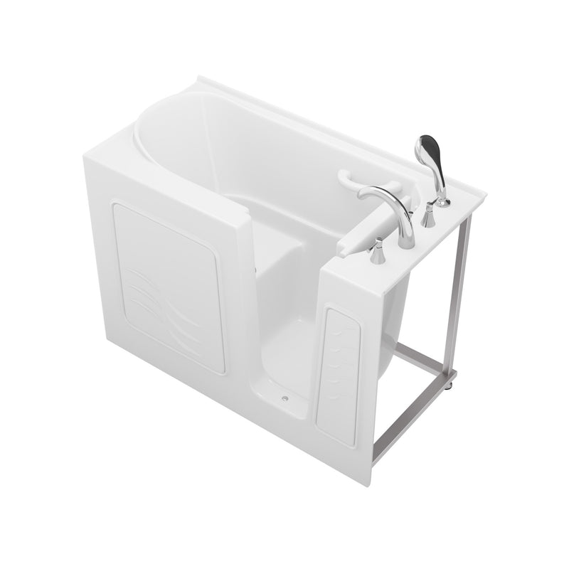 Meditub 2653RWS Collection 26 x 53 Right Side Drain Soaker Jetted Bathtub in White with Fast Filling Faucet Set - view 3