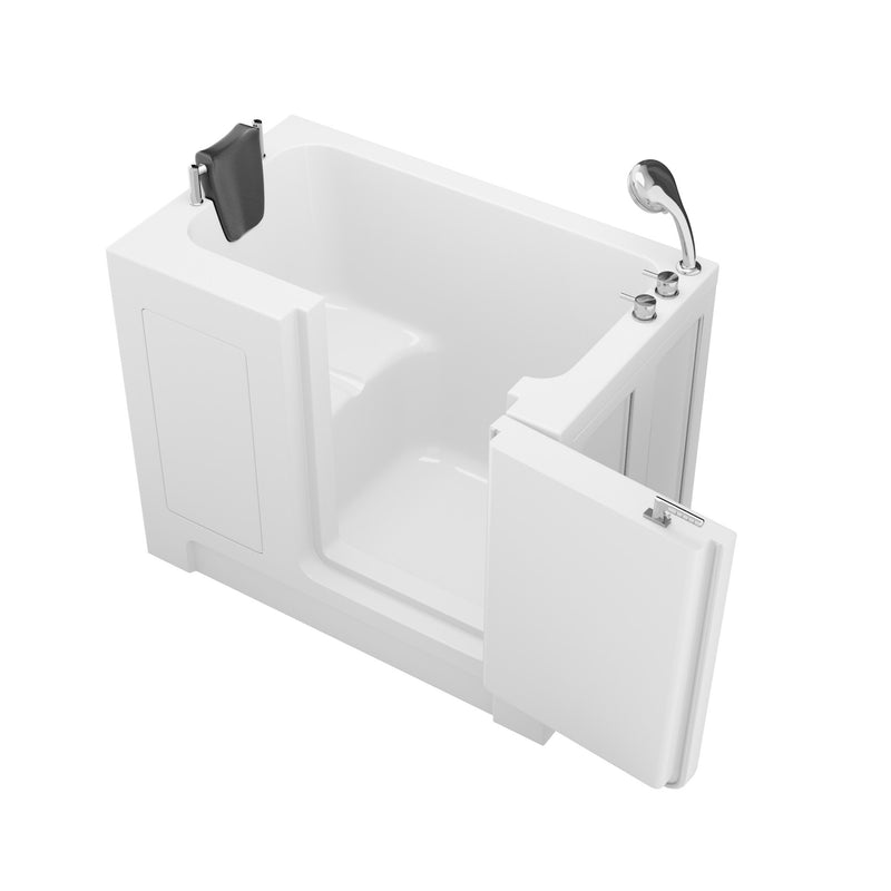 Meditub 2747RWS Collection 27 x 47 Right Side Drain Soaker Jetted Bathtub in White with Fast Filling Faucet Set - view 3