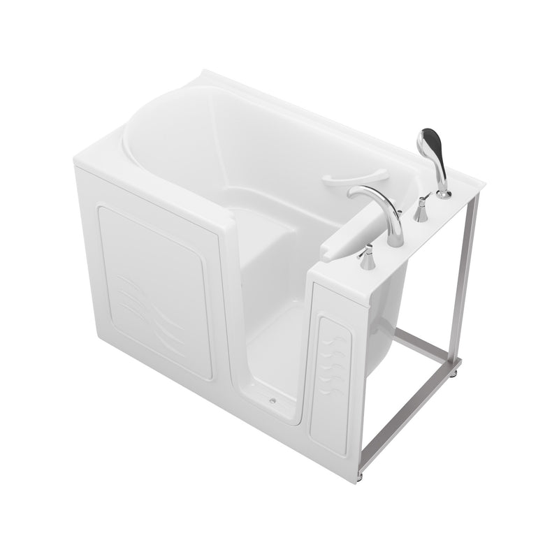 Meditub 3053RWS Collection 30 x 52 Right Side Drain Soaker Jetted Bathtub in White with Fast Filling Faucet Set - view 3