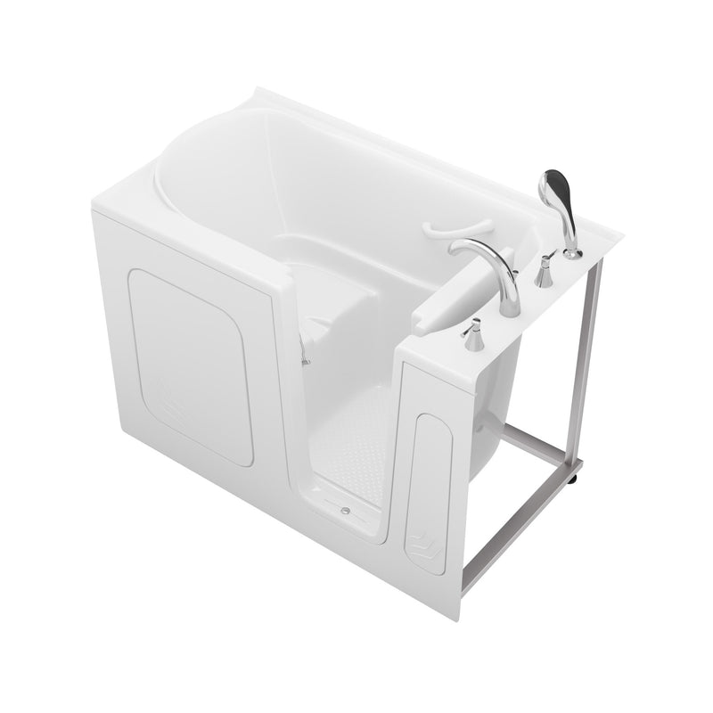 Meditub 3054RWS Collection 30 x 54 Right Side Drain Soaker Jetted Bathtub in White with Fast Filling Faucet Set - view 3