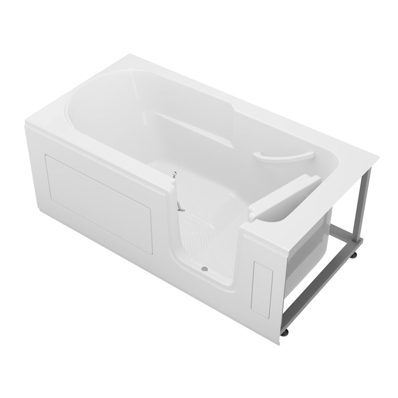 Meditub 3060SIRWS Collection 30 x 59 Right Side Drain Soaker Jetted Bathtub in White with Easy Step Wide Swing Door - view 3