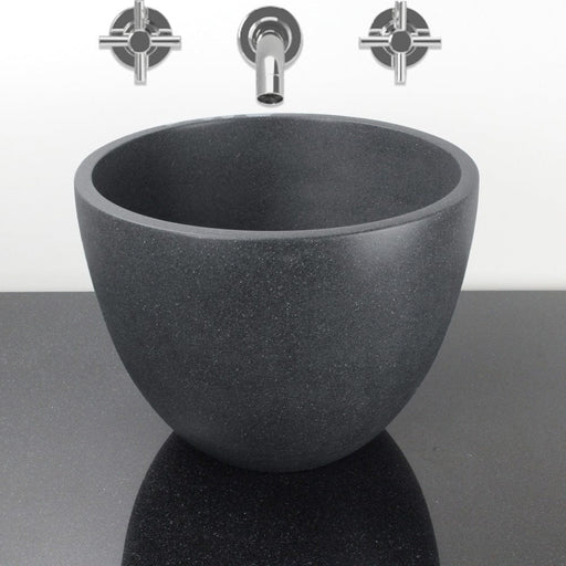Melfort Round Cast Concrete Vessel Sink - Speckled Dark Grey Sandstone