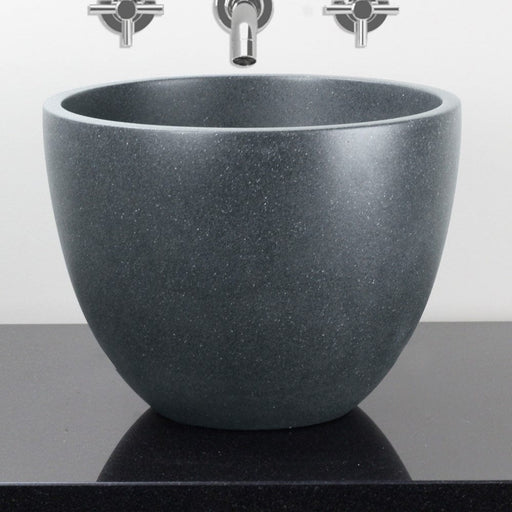Melfort Round Cast Concrete Vessel Sink - Speckled Dark Grey Sandstone