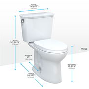 TOTO MS786124CEFG.10#01 Drake Transitional Two-Piece Elongated 1.28 GPF Universal Height TORNADO FLUSH Toilet with 10 Inch Rough-In, CEFIONTECT, and SoftClose Seat, WASHLET+ Ready, Cotton White - view 2