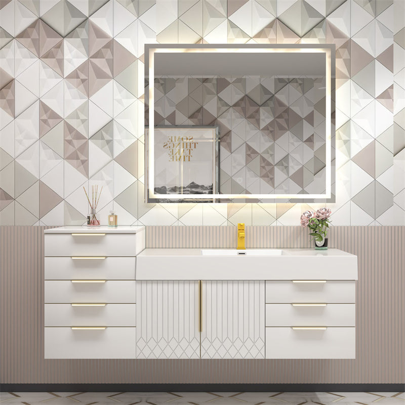 Moreno Bath MILANA-LINEN Milana 20" Floating Linen Cabinet with Drawers in Gloss White - view 7