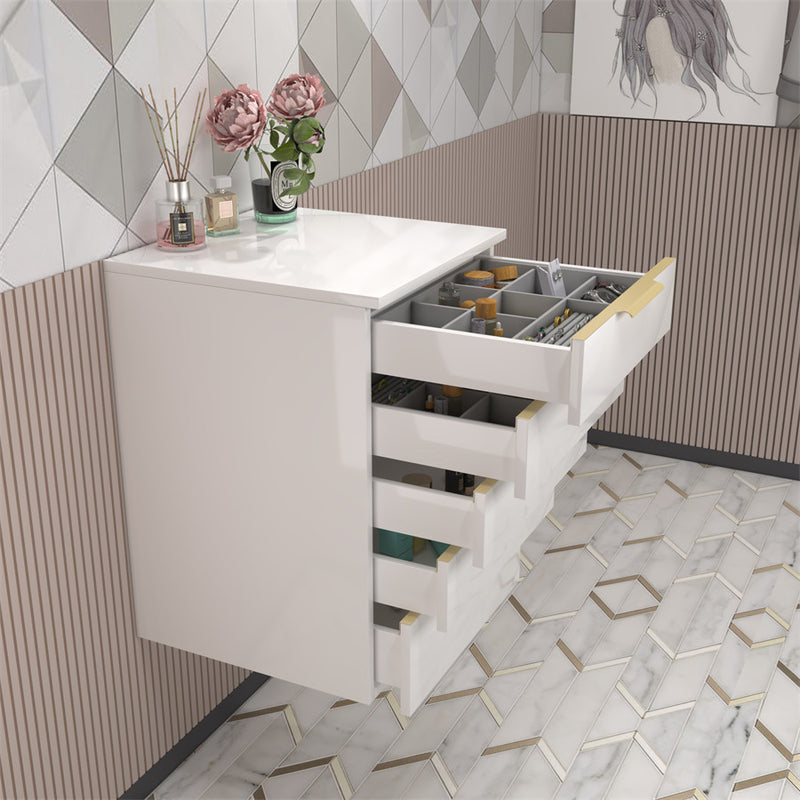 Moreno Bath MILANA-LINEN Milana 20" Floating Linen Cabinet with Drawers in Gloss White - view 4