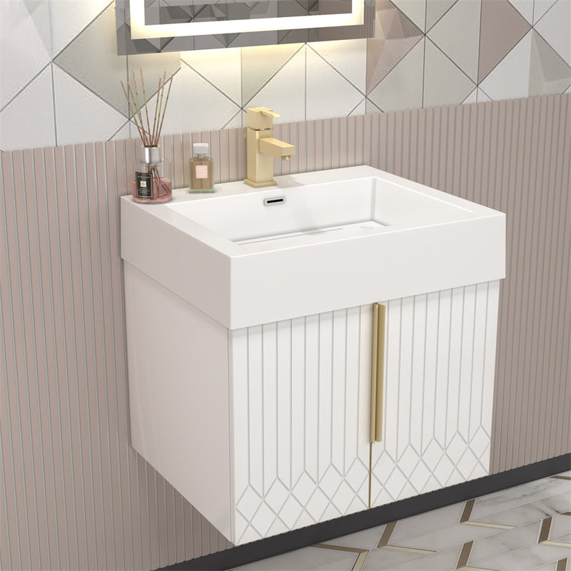 Moreno Bath MILANA24 Milana 24" Floating Bathroom Vanity with Reinforced Acrylic Sink in Gloss White - view 3
