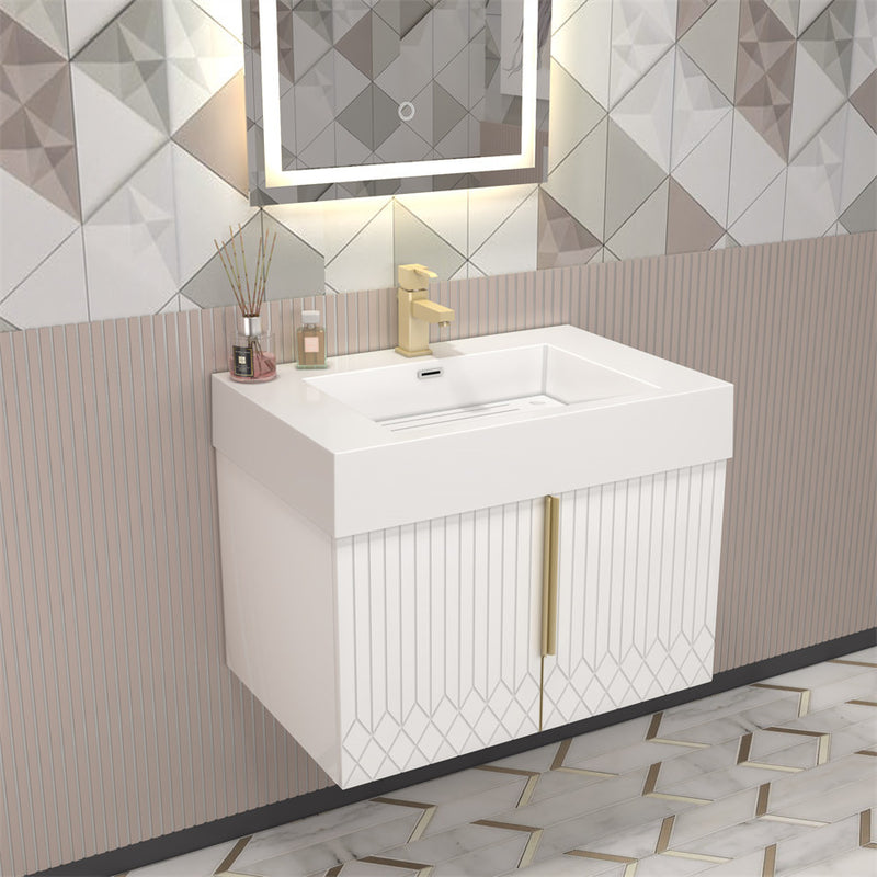 Moreno Bath MILANA30 Milana 30" Floating Bathroom Vanity with Reinforced Acrylic Sink in Gloss White - view 3