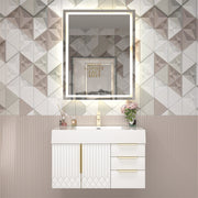 Moreno Bath MILANA30 Milana 30" Floating Bathroom Vanity with Reinforced Acrylic Sink in Gloss White