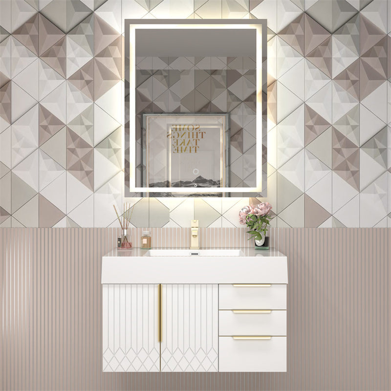Moreno Bath MILANA30 Milana 30" Floating Bathroom Vanity with Reinforced Acrylic Sink in Gloss White